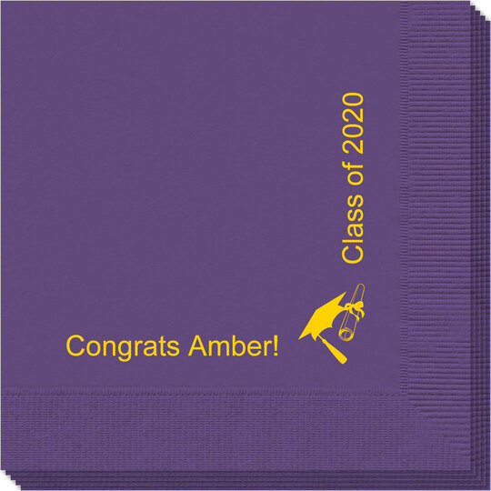 Corner Text with Cap and Diploma Napkins